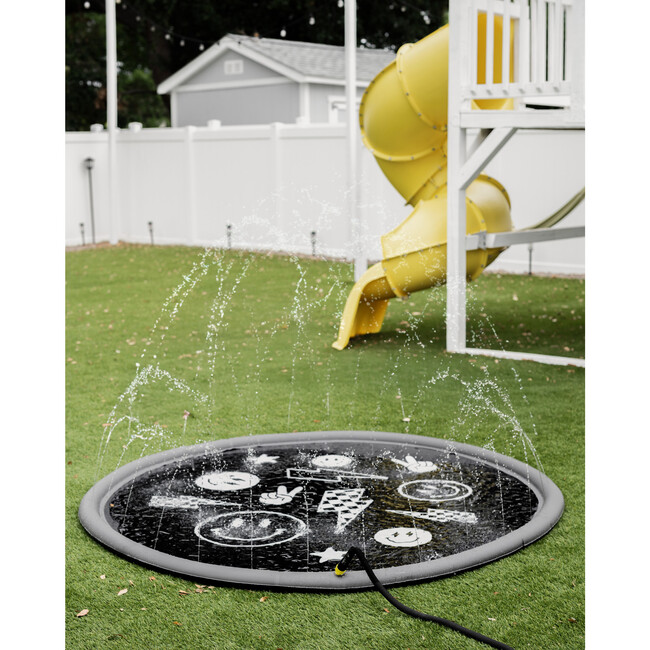 Splash Pad, Black Monochrome Smiley - Water Toys - 3