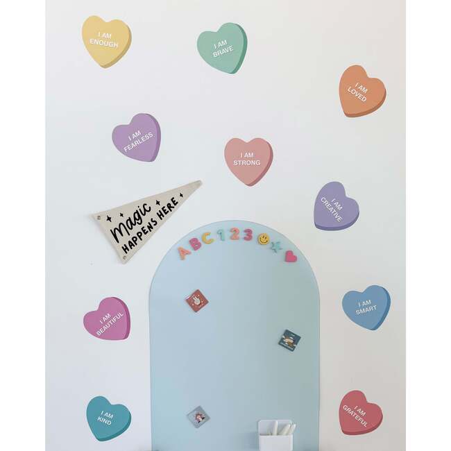 Peel & Stick Fabric Wall Stickers, Affirmation Hearts Bright - Wall Décor - 2