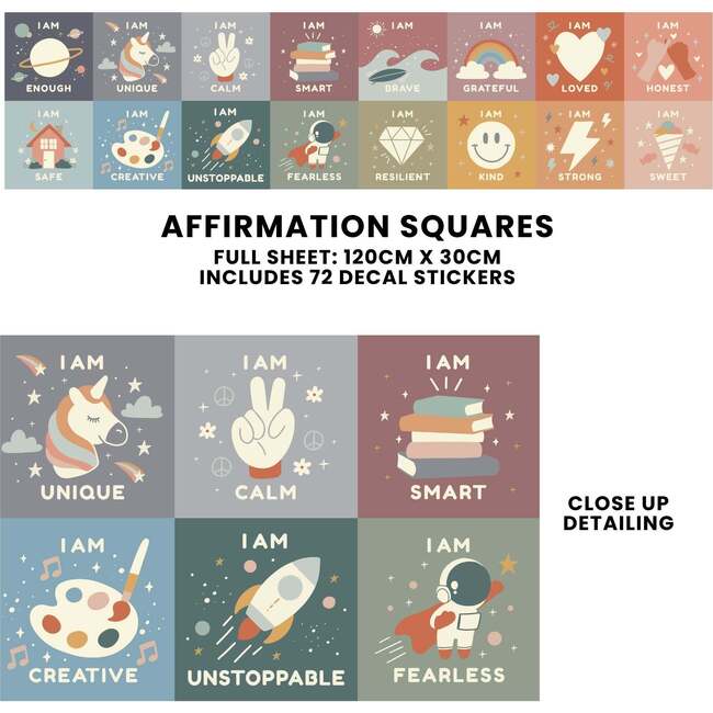 Peel & Stick Fabric Wall Stickers, Affirmation Squares - Wall Décor - 4