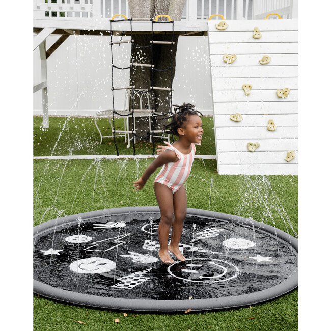 Splash Pad, Black Monochrome Smiley - Water Toys - 5