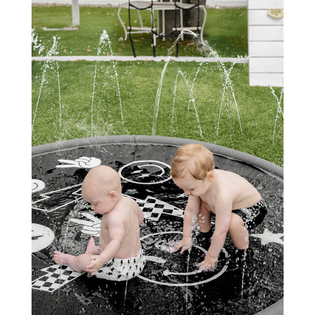 Splash Pad, Black Monochrome Smiley - Water Toys - 6
