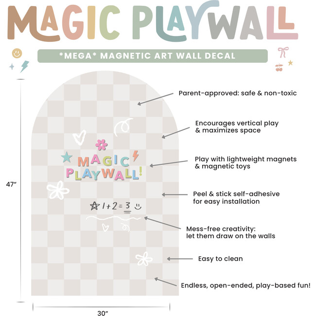 Mega Playwall, Neutral Check - Wall Décor - 2