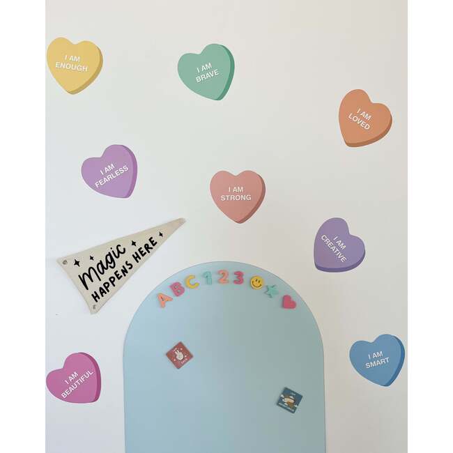 Peel & Stick Fabric Wall Stickers, Affirmation Hearts Bright - Wall Décor - 6