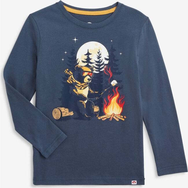 Graphic Long Sleeve Tee, Denim Blue