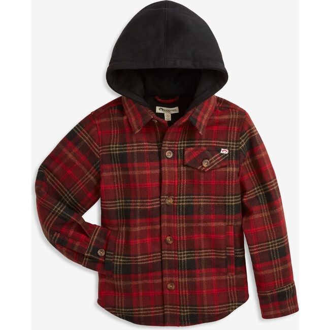 Glen Hooded Shirt, Red & Black Plaid
