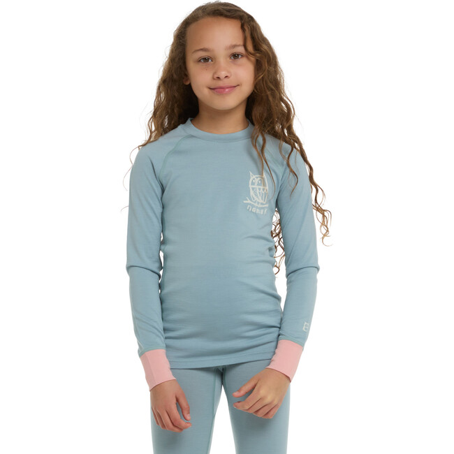 Uil Merino longsleeve "Elo", Ice blue / Sunset rose - Shirts - 2