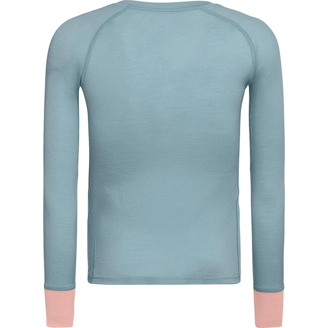 Uil Merino longsleeve "Elo", Ice blue / Sunset rose - Shirts - 3