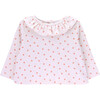 Camille Round Ruffled Collar Long Sleeve T-Shirt, Little Flowers - T-Shirts - 1 - thumbnail
