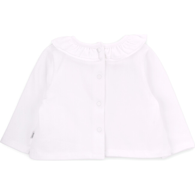 Babys Bunny Print Organic Cotton Ruffle Collar Long Sleeve T-Shirt, White - T-Shirts - 3