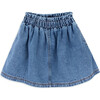 Jodie Ruffle Waist Above Knee Belt Loop Denim Skirt, Medium Blue - Skirts - 1 - thumbnail