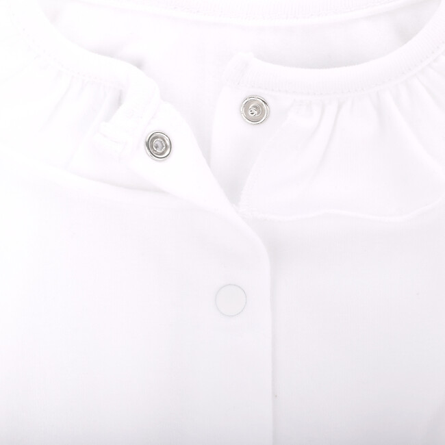 Babys Bunny Print Organic Cotton Ruffle Collar Long Sleeve T-Shirt, White - T-Shirts - 4