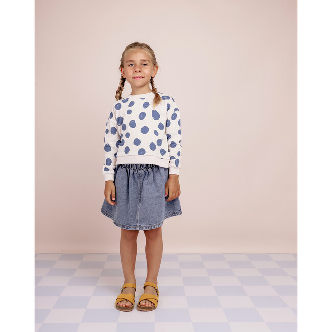 Jodie Ruffle Waist Above Knee Belt Loop Denim Skirt, Medium Blue - Skirts - 2