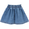 Jodie Ruffle Waist Above Knee Belt Loop Denim Skirt, Medium Blue - Skirts - 3