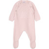 Newborn Knit Cotton Long Sleeve Overalls, Pink - Rompers - 1 - thumbnail