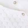 Newborn Knit Cotton Long Sleeve Overalls, White - Rompers - 2