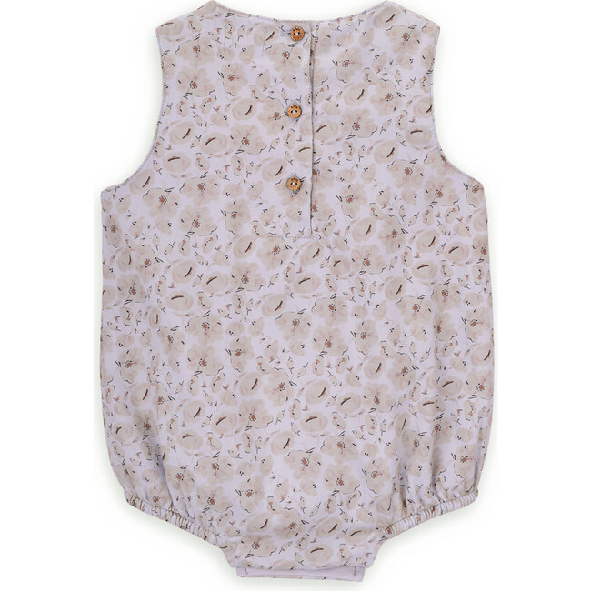 Babys Carolina Corduroy Floral Print Round Neck Button Romper, Multicolors - Rompers - 2
