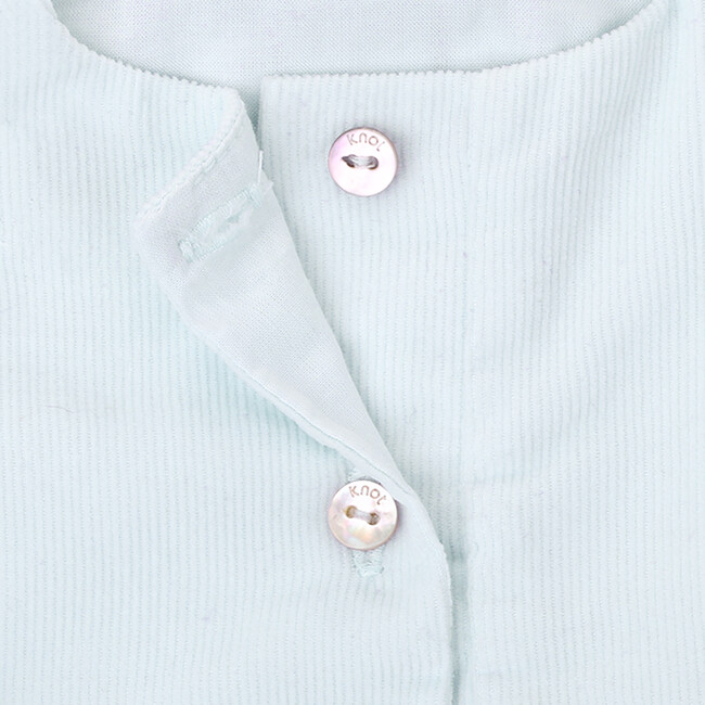 Abby Corduroy Round Neck Romper, Blue - Rompers - 3