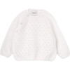 Newborn Cotton Long Sleeve Sweater, White - Sweaters - 1 - thumbnail
