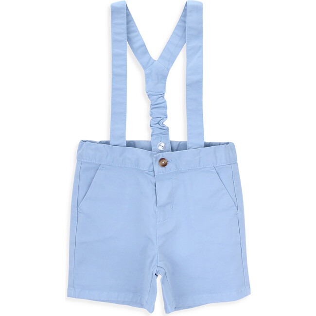 Niles Twill Front And Back Pocket Drawstring Shorts, Blue Fog
