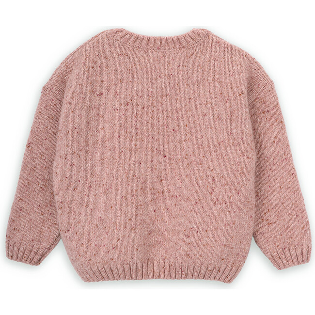 Girls Lily Wool Knit Round Neck Shoulder Button Long Sleeve Sweater, Pink - Sweaters - 3