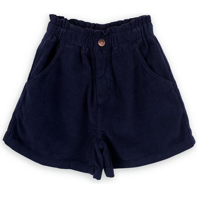 Girls Nora Cotton Corduroy Elastic Waist Patch Pocket Shorts, Blue
