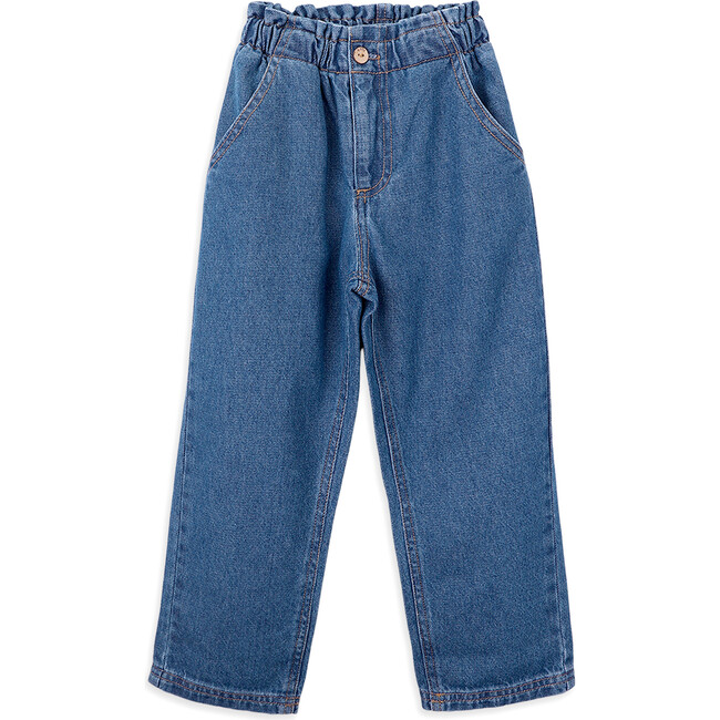 Betty Denim Zipper Trousers, Blue - Pants - 1