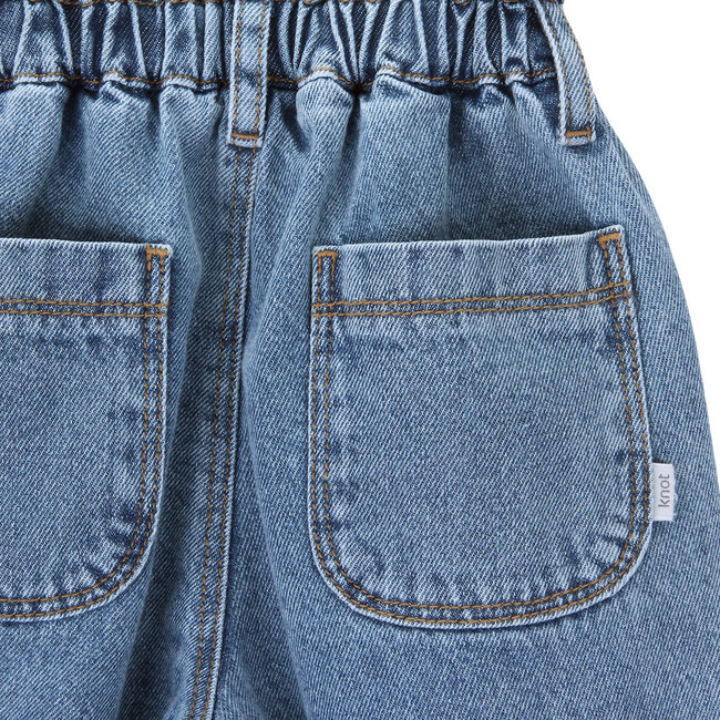 Dai Ruffled Elastic Waist With Belt Loop Denim Trousers, Medium Blue - Pants - 4