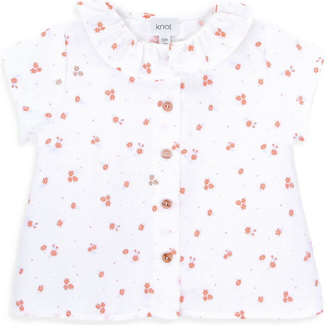 Kara Crew Neck Ruffled Collar Short Sleeve Blouse