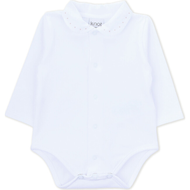 Newborn Organic Little Dots Long Sleeve Body, White