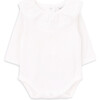 Babys Rose Organic Cotton Embroidered Collar Long Sleeve Snap Bodysuit, White - Onesies - 1 - thumbnail