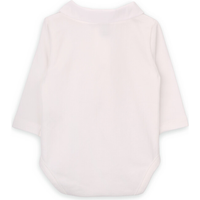 Babys Puppy Organic Cotton Embroidered Collar Long Sleeve Snap Bodysuit, White - Onesies - 3
