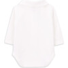 Babys Pete Organic Cotton Embroidered Collar Long Sleeve Snap Bodysuit, White - Onesies - 3