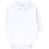 Marbles Crew Neck Classic Collar Long Sleeve Buttoned Body, Pearl - Onesies - 1 - thumbnail