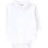 Angel Crew Neck Peter Pan Collar Long Sleeve Buttoned Body, Pearl - Onesies - 1 - thumbnail