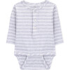 Mattie Long Sleeve Body, Grey Stripes - Onesies - 1 - thumbnail