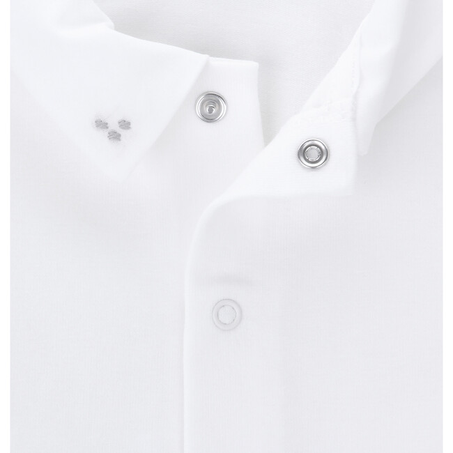 Marbles Crew Neck Classic Collar Long Sleeve Buttoned Body, Pearl - Onesies - 2