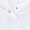Anna Crew Neck Ruffled Collar Long Sleeve Buttoned Body, White - Onesies - 4