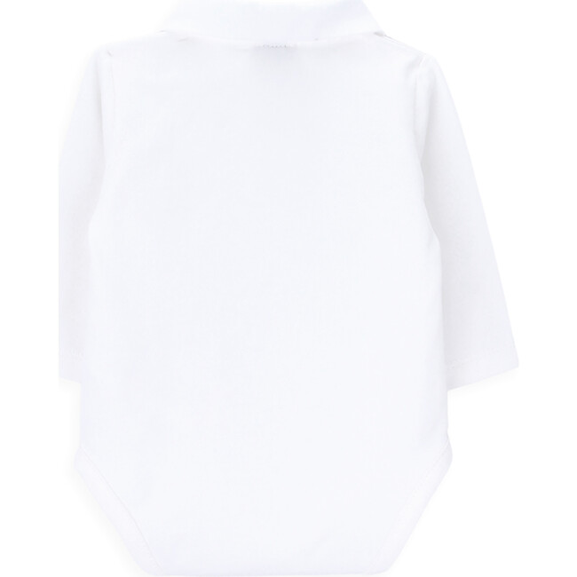 Marbles Crew Neck Classic Collar Long Sleeve Buttoned Body, Pearl - Onesies - 3
