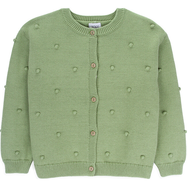 Allison Knit Crew Neck Long Sleeve Buttoned Cardigan, Terragon Green