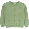 Allison Knit Crew Neck Long Sleeve Buttoned Cardigan, Terragon Green - Cardigans - 1 - thumbnail