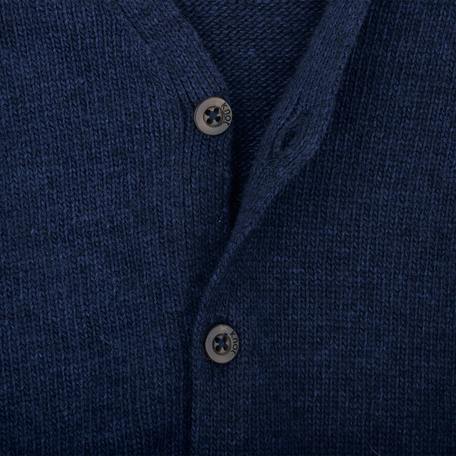 Kobe Wool V-Neck Long Sleeve Button-Up Cardigan, Navy - Cardigans - 2