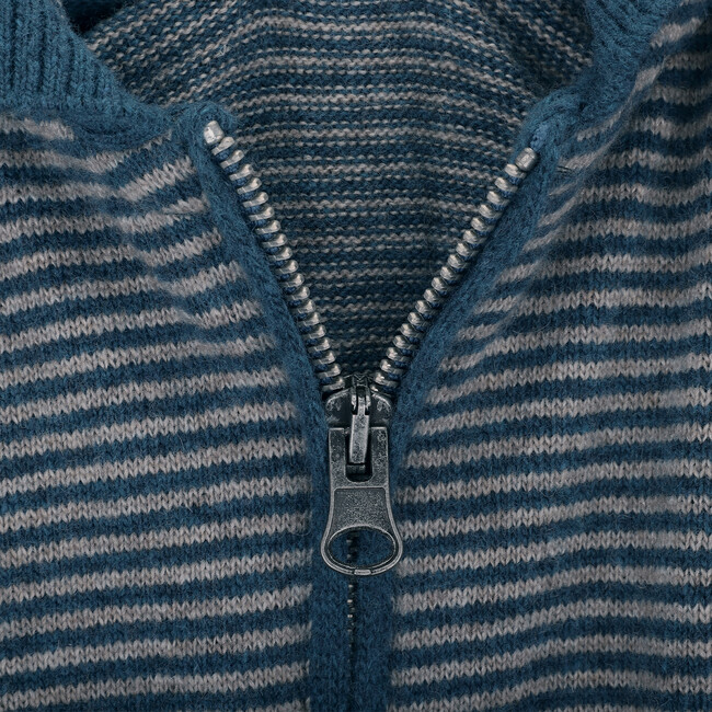 Brady Merino Wool Striped Long Sleeve Hood Zipper Cardigan, Multicolors - Cardigans - 2