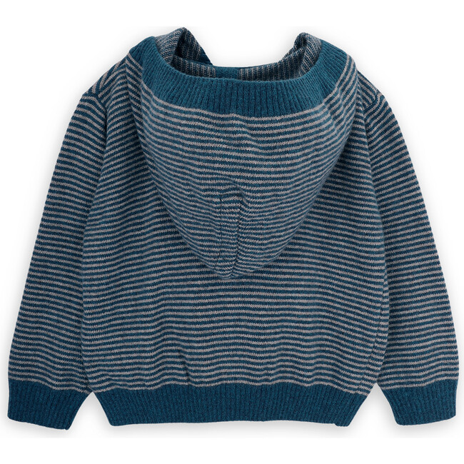 Brady Merino Wool Striped Long Sleeve Hood Zipper Cardigan, Multicolors - Cardigans - 3