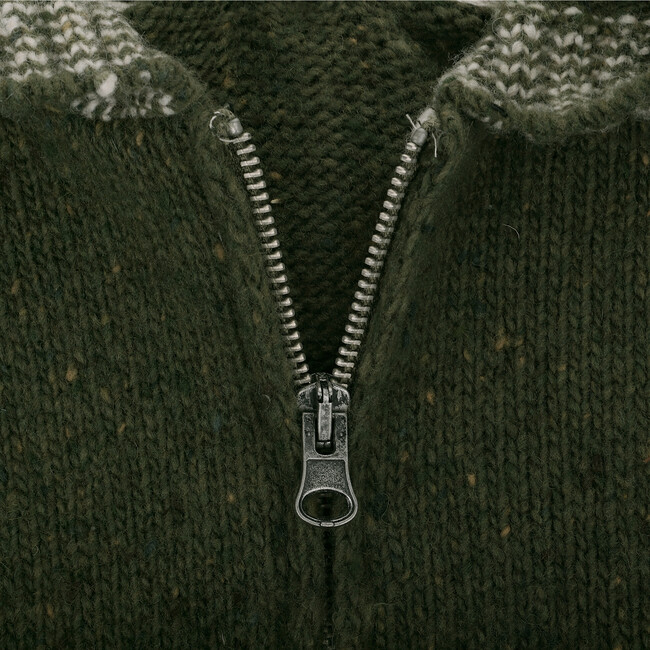 Boy Gustav Merino Wool V-Neck Long Sleeve Zipper Cardigan, Green - Cardigans - 2