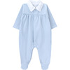 Adrian Contrast Classic Collar Long Sleeve Babygrow, Illusion Blue - Bodysuits - 1 - thumbnail