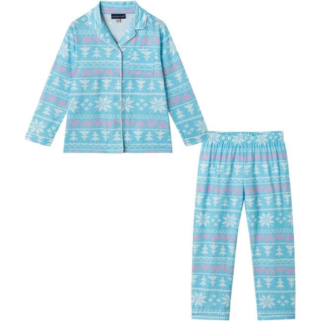 Kids Pajama Set, Blue & Pink Holiday