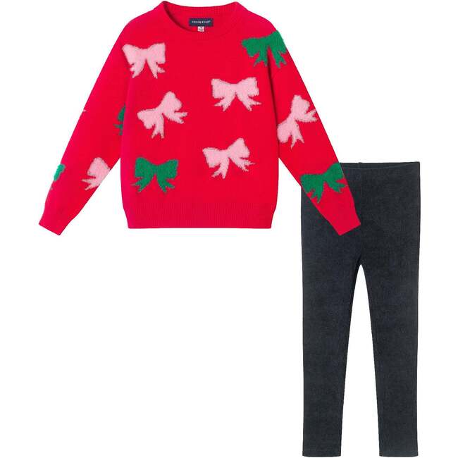 Kids Sweater & Legging, Red Bows
