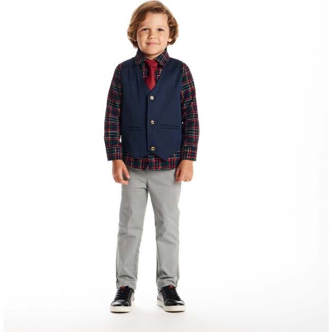 Kids Vest Set, Navy Plaid