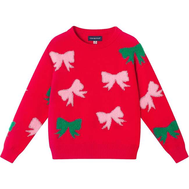 Kids Bow Icon Sweater, Red