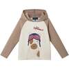 Kids Hooded Long Sleeve Tee, Beige Dog - T-Shirts - 1 - thumbnail